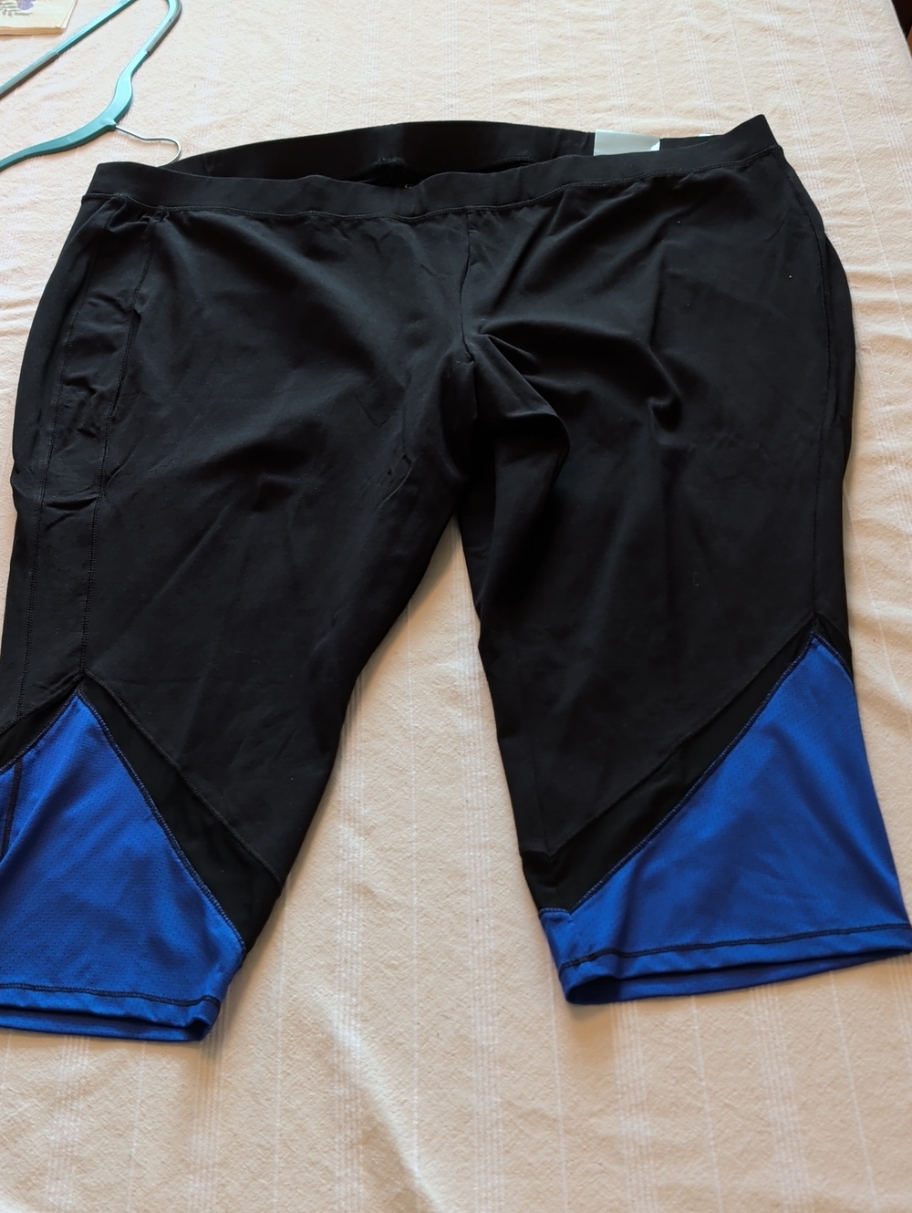 Catherines Black Athletic Shorts with Blue Panels